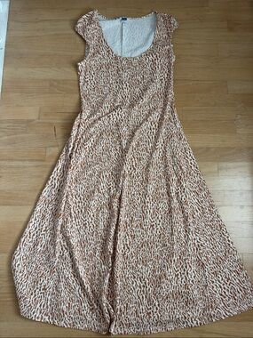 Old Navy Cream and Brown Cap-Sleeve Maxi Dress